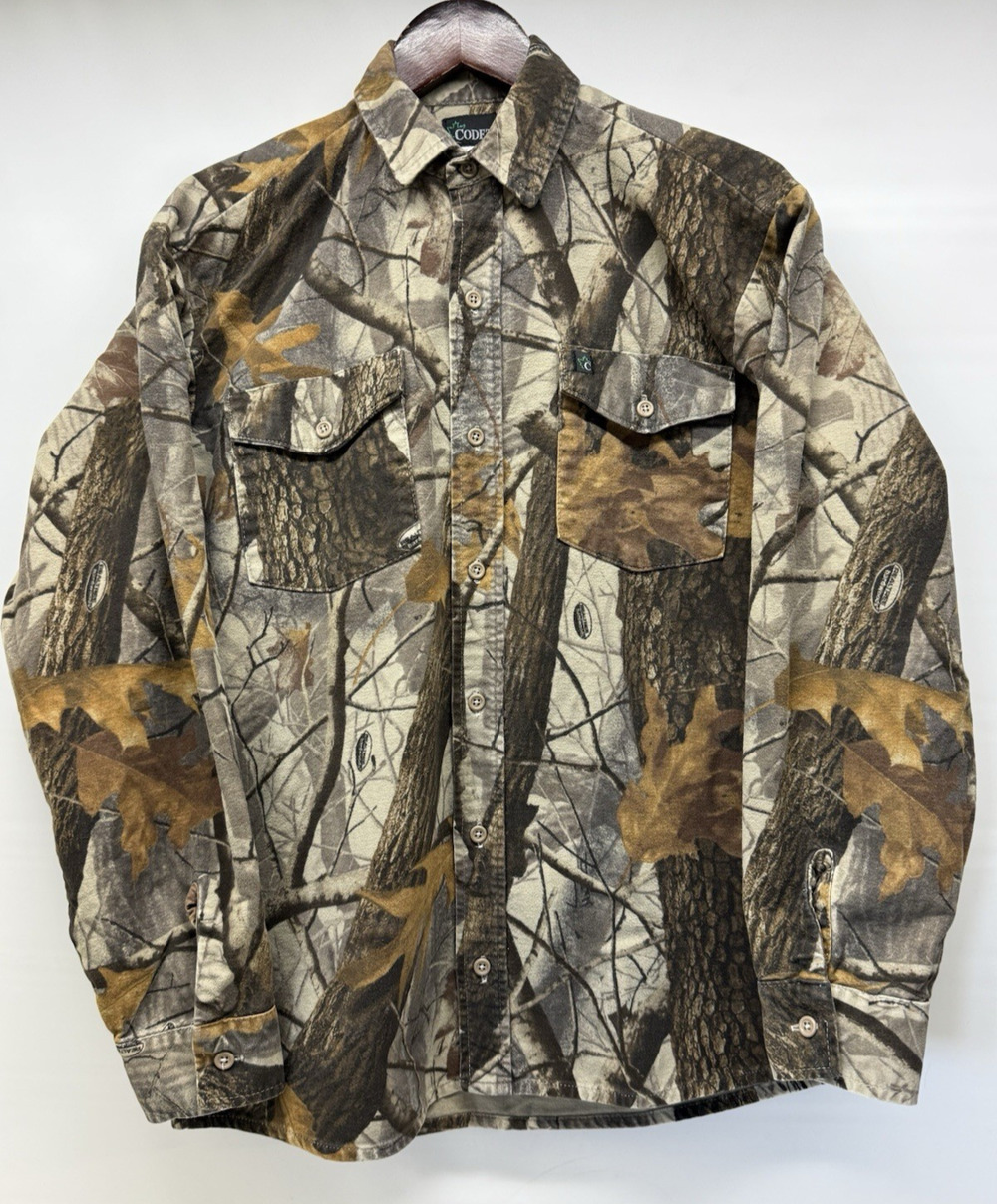 Vintage CODET Mens Medium RealTree Hardwear Camo Cotton Flannel Hunting Shirt